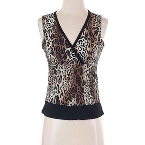 Susan Lawrence Brown and Black Fitted Sleeveless Tank Top
